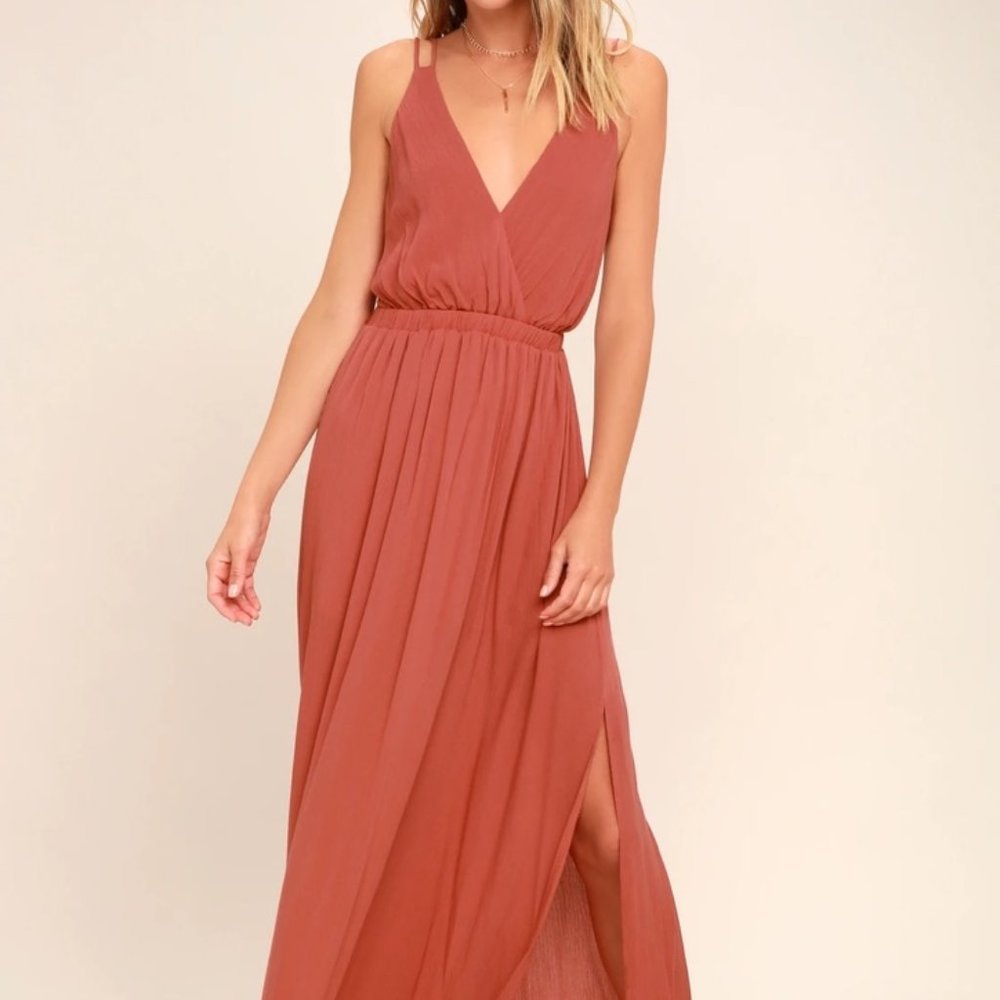 Lulu's Rusty Rose Maxi Dress NWT